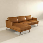 Lore L-Shaped Genuine Tan Leather Left Facing Sectional