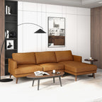 Lore L-Shaped Genuine Tan Leather Right Facing Sectional