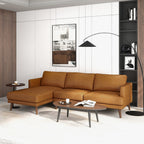 Lore L-Shaped Genuine Tan Leather Left Facing Sectional
