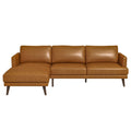 Lore L-Shaped Genuine Tan Leather Left Facing Sectional