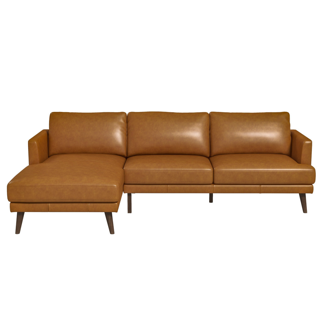 Lore L-Shaped Genuine Tan Leather Right Facing Sectional