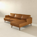 Lore L-Shaped Genuine Tan Leather Right Facing Sectional