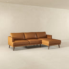Lore L-Shaped Genuine Tan Leather Right Facing Sectional
