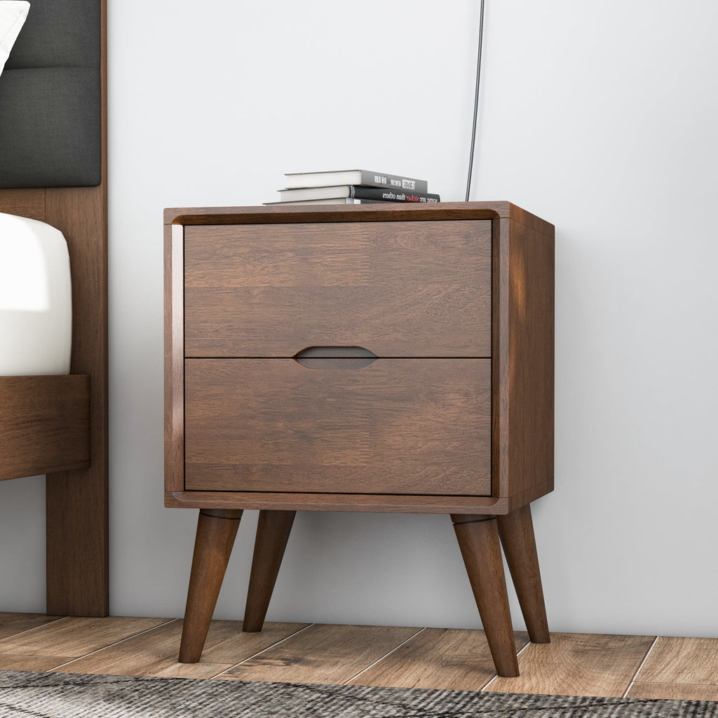 Alexandra Walnut Nightstand - 2 Drawers