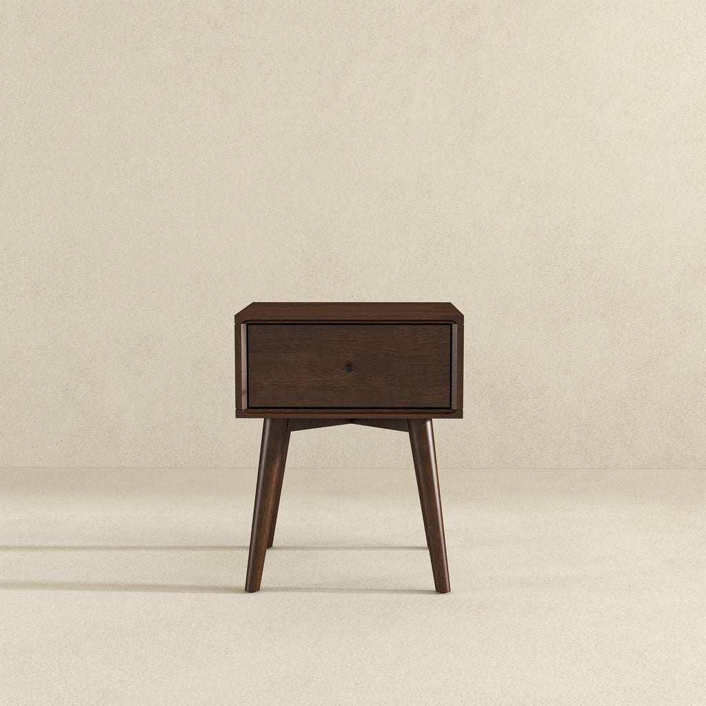 Avery Solid Wood Walnut Night Stand with Single Drawer