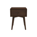 Avery Solid Wood Walnut Night Stand with Single Drawer
