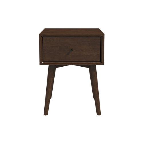 Avery Solid Wood Walnut Night Stand with Single Drawer