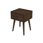 Avery Solid Wood Walnut Night Stand with Single Drawer