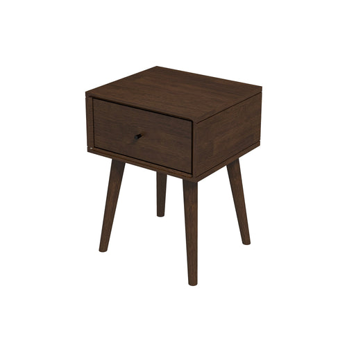 Avery Solid Wood Walnut Night Stand with Single Drawer