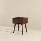 Avery Solid Wood Walnut Night Stand with Single Drawer