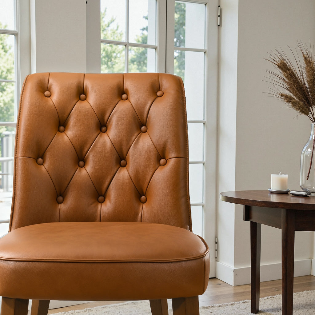 Belmont Cognac Vegan Leather Dining Chair - Set Of 2