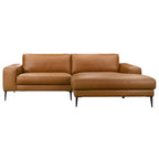 Easley Mid-Century Modern Cognac Vegan Leather Wide-Arm Sofa