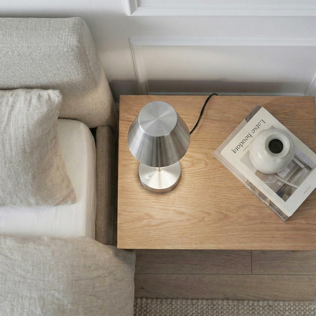 Elegance Rechargeable LED Table Lamp Brushed Nickel LED Touch Switch