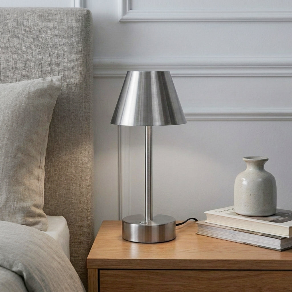Elegance Rechargeable LED Table Lamp Brushed Nickel LED Touch Switch