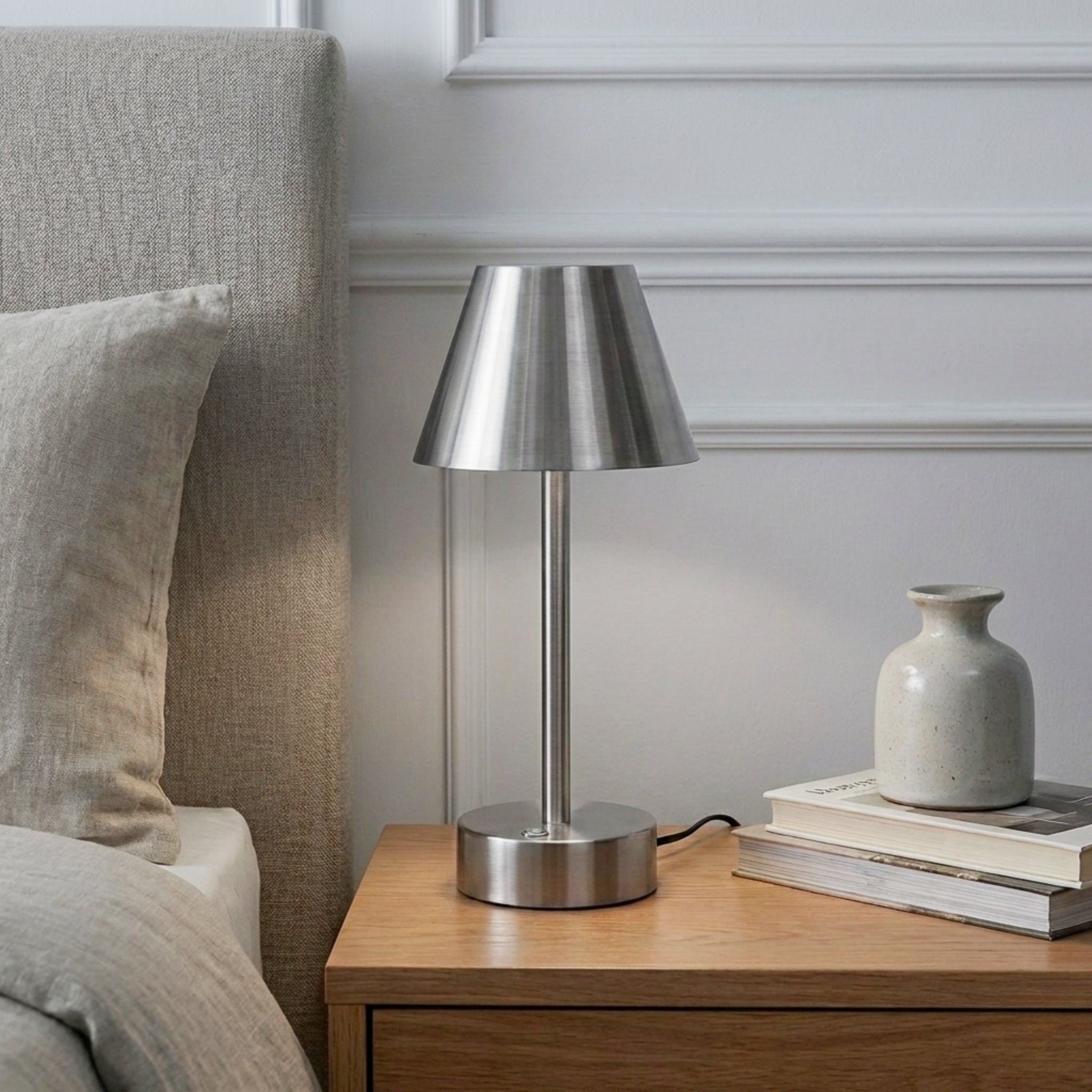 Elegance Rechargeable LED Table Lamp Brushed Nickel LED Touch Switch
