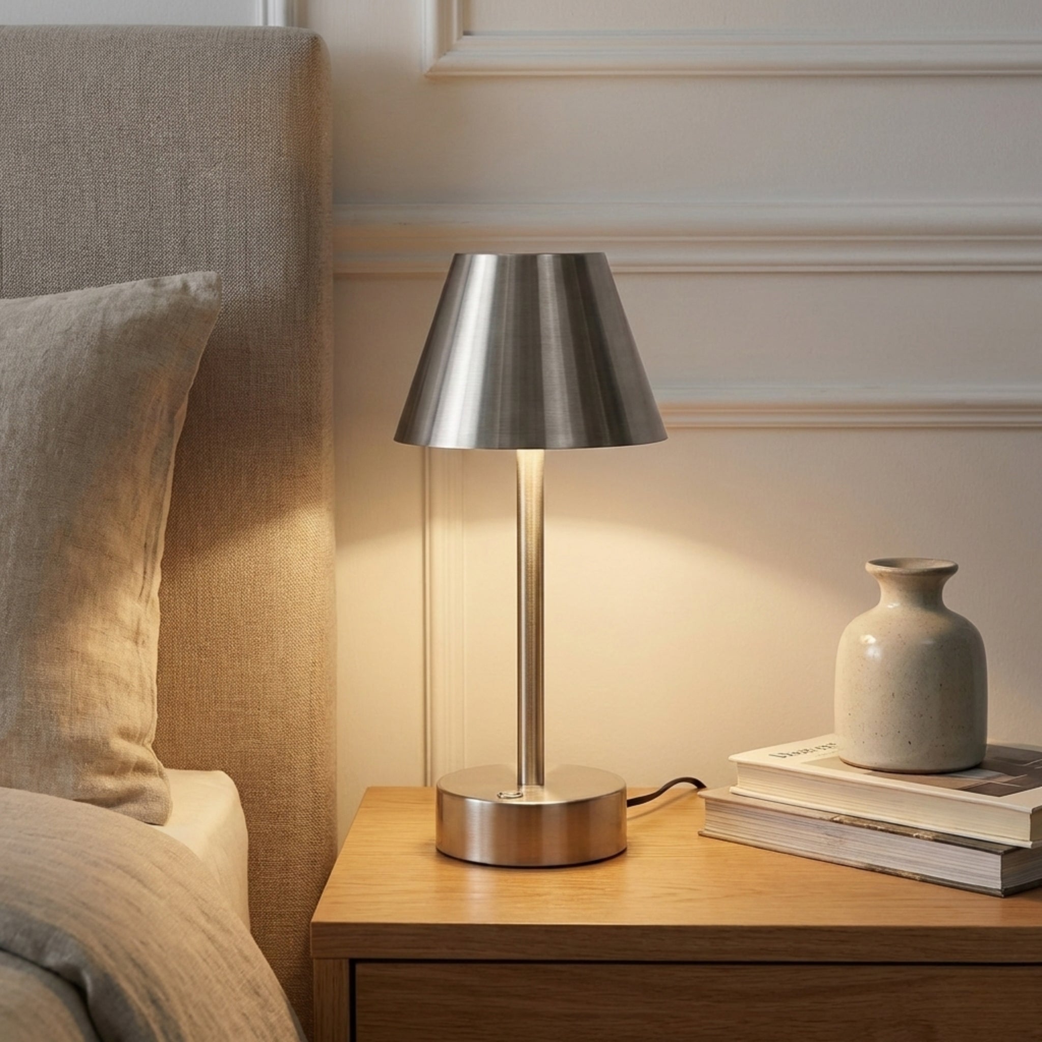 Elegance Rechargeable LED Table Lamp Brushed Nickel LED Touch Switch
