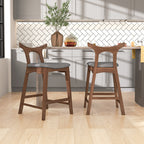 Hester Solid Wood Upholstered Square Counter Chair (Set Of 2)