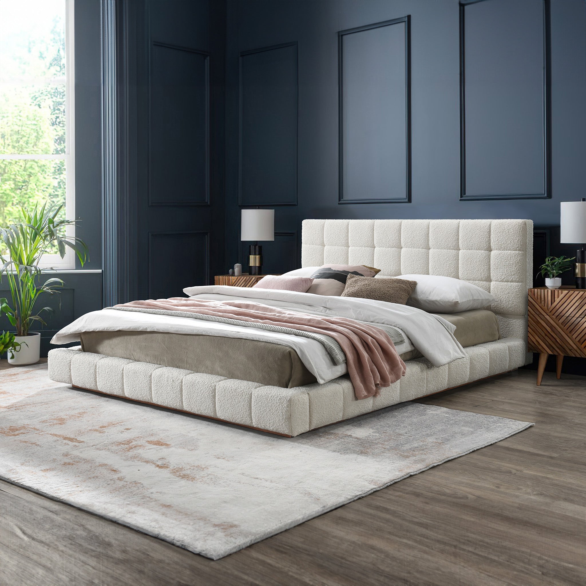 Hudson Ivory Boucle King Bed