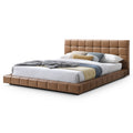 Hudson Tan Vegan Leather Upholstered King Platform Bed
