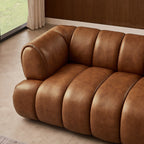 Jasmin Mid-Century Modern Cognac Genuine Leather Sofa