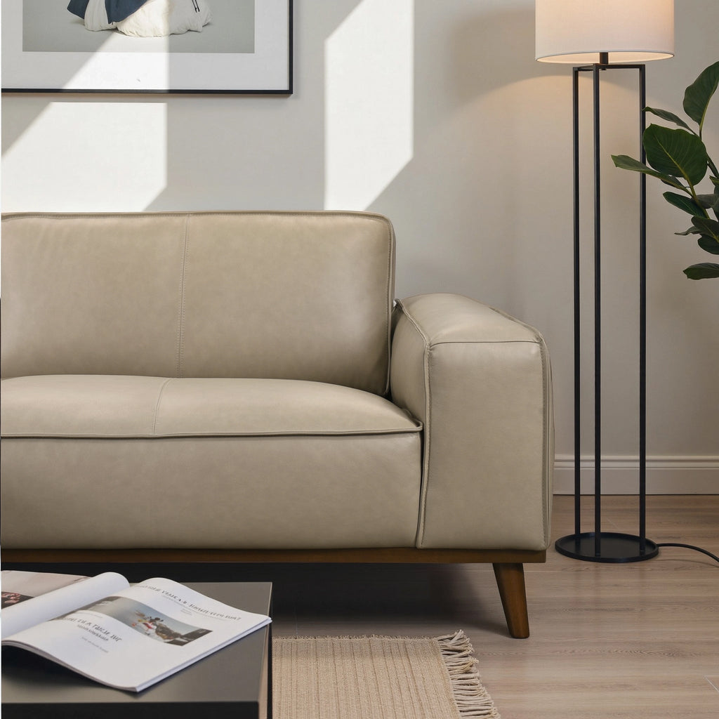 Kerrville Beige Leather Left Sectional Sofa