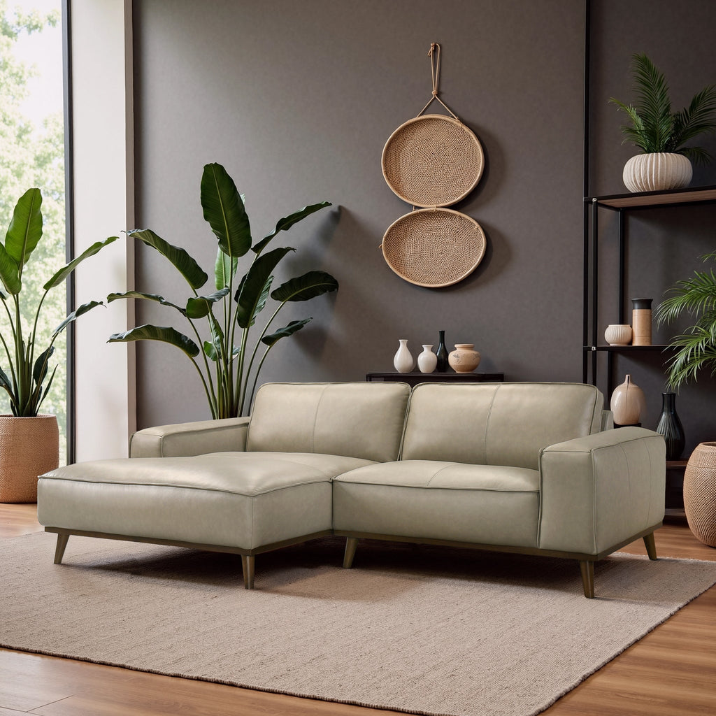 Kerrville Beige Leather Left Sectional Sofa