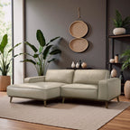 Kerrville Beige Leather Left Sectional Sofa