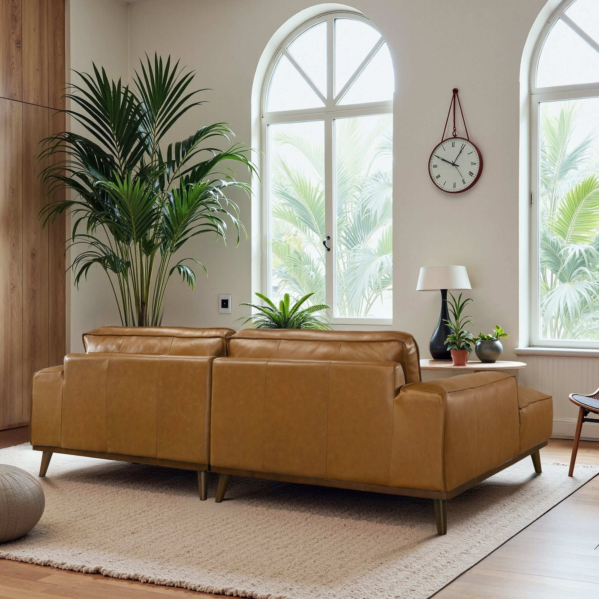 Kerrville Tan Leather Left Sectional Sofa