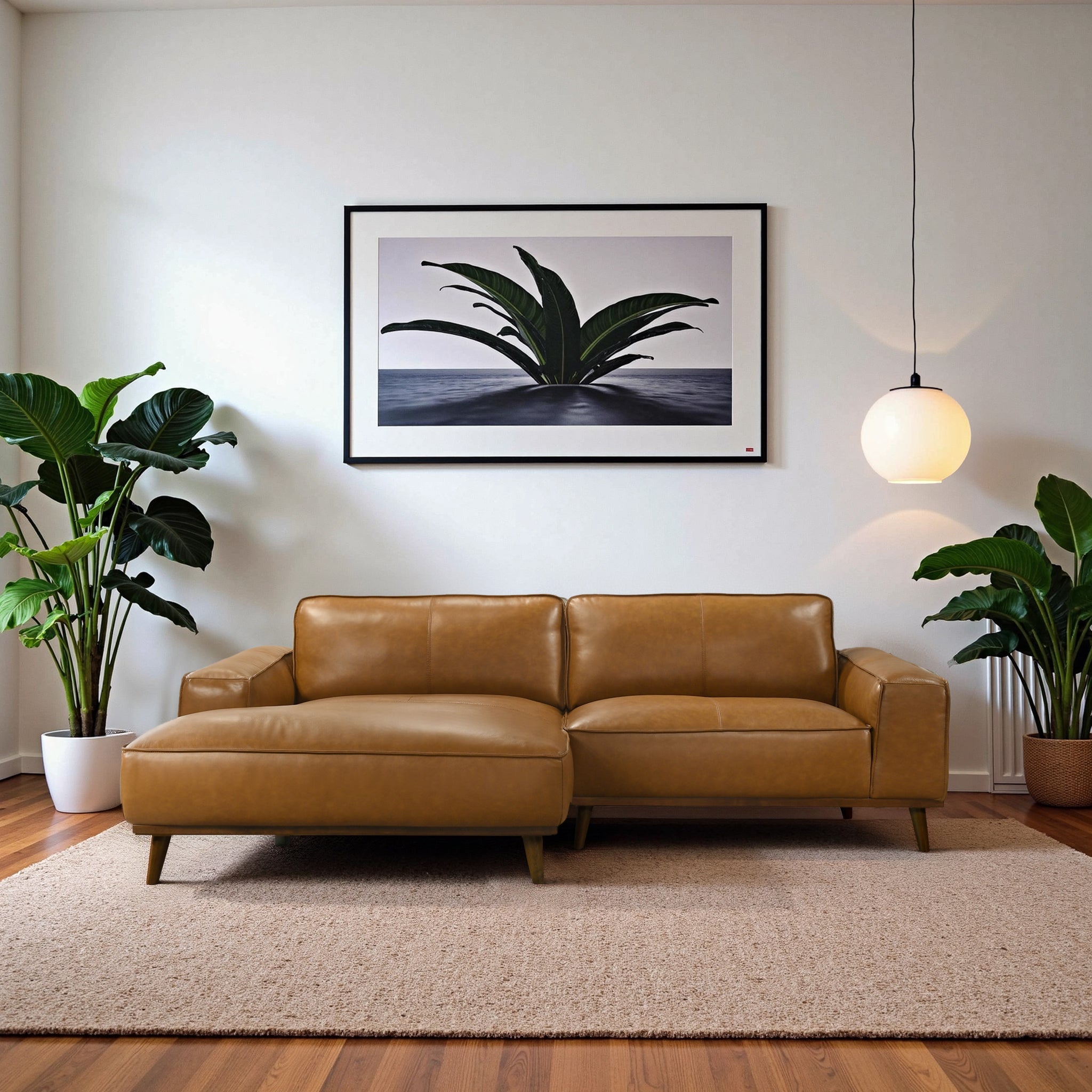 Kerrville Tan Leather Left Sectional Sofa