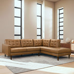 Lucco Genuine Tan Leather Right-Facing Sectional Sofa