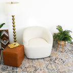 Mina White Boucle Swivel Chair