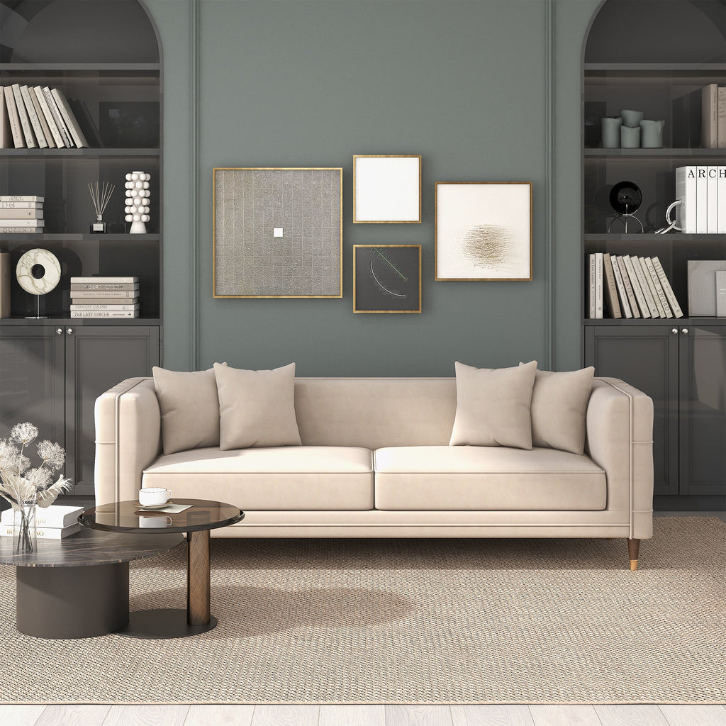 Nora Light Cream Velvet Sofa
