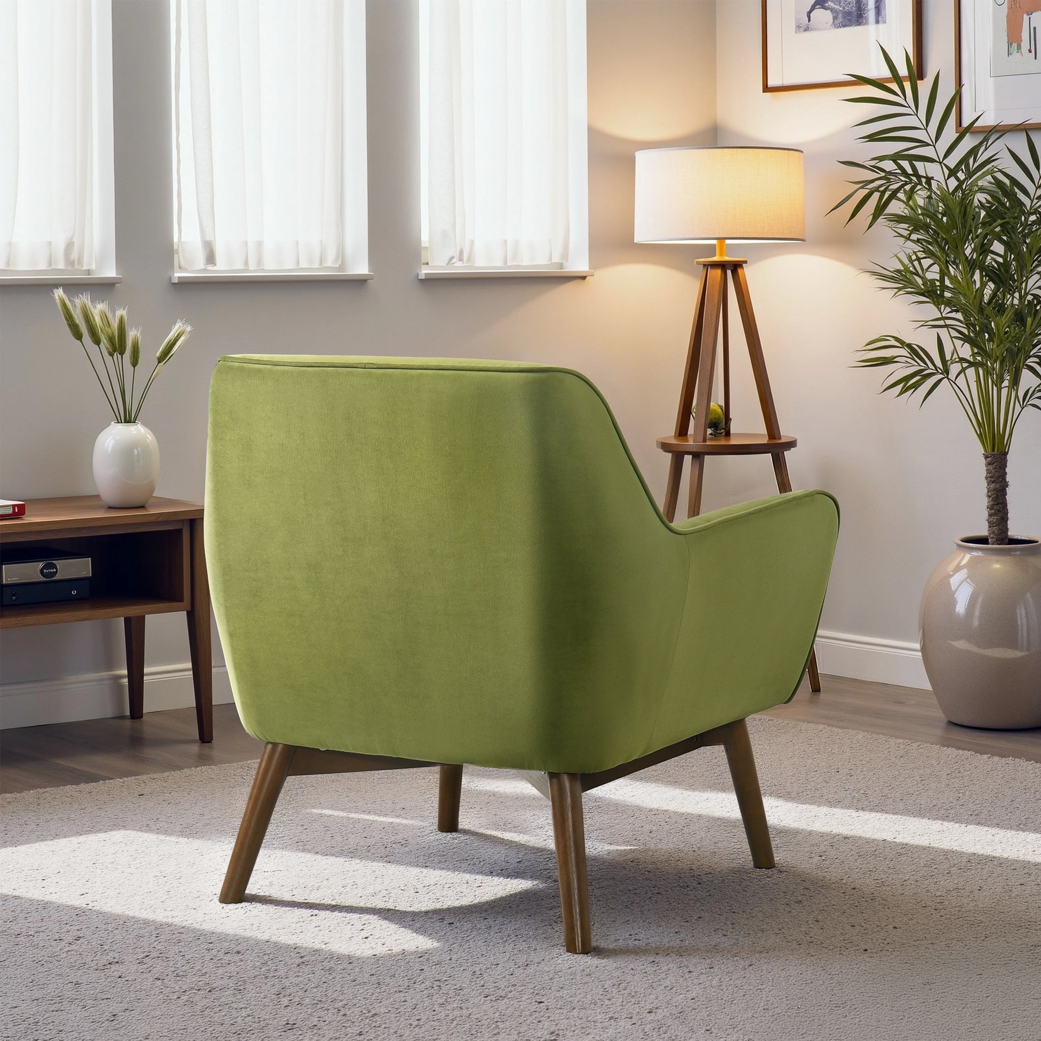 Panom Pistacho Green Velvet Lounge Chair