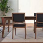Cary Walnut Finished Solid Wood and Easy Clean Vegan Leather Upholstered Dining Chairs (Set of 2)