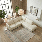 Glander Real Beige Leather Right-Facing Sectional