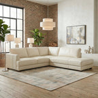 Glander Real Beige Leather Right-Facing Sectional