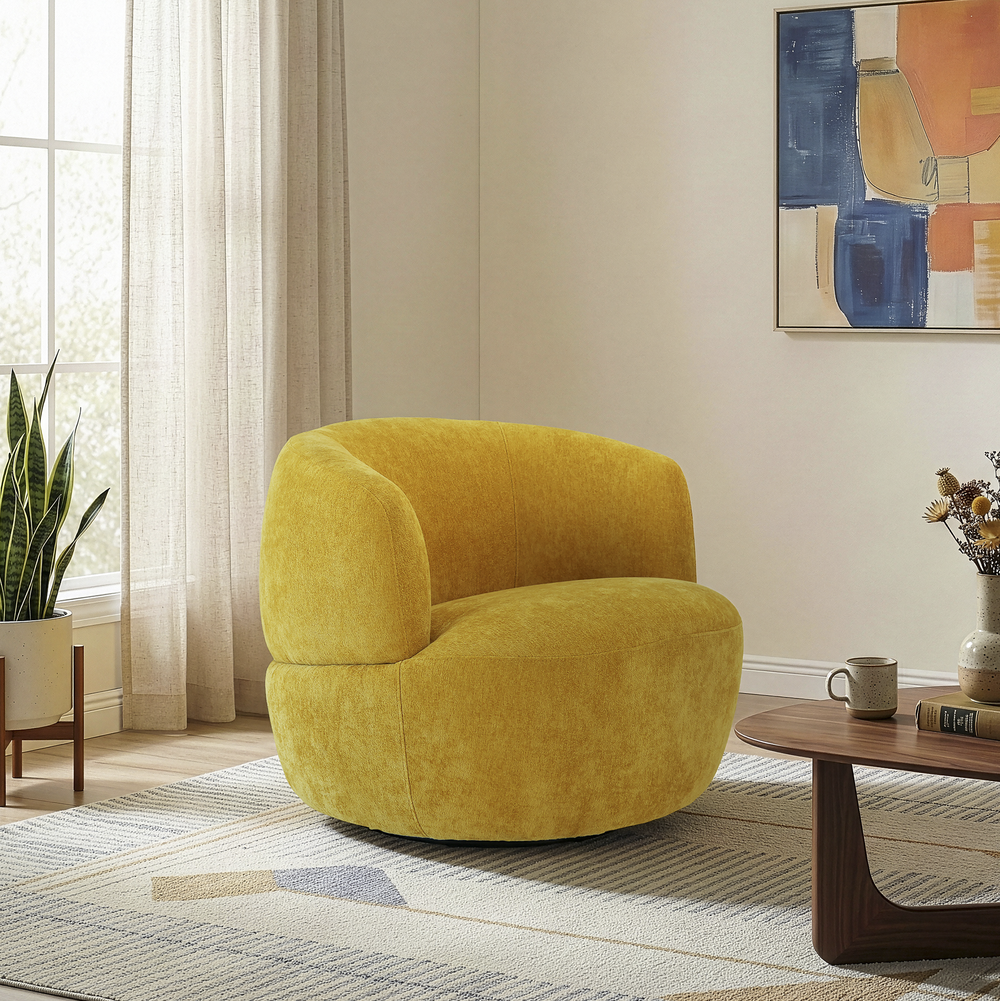 Thornton Gold Chenille Swivel Chair