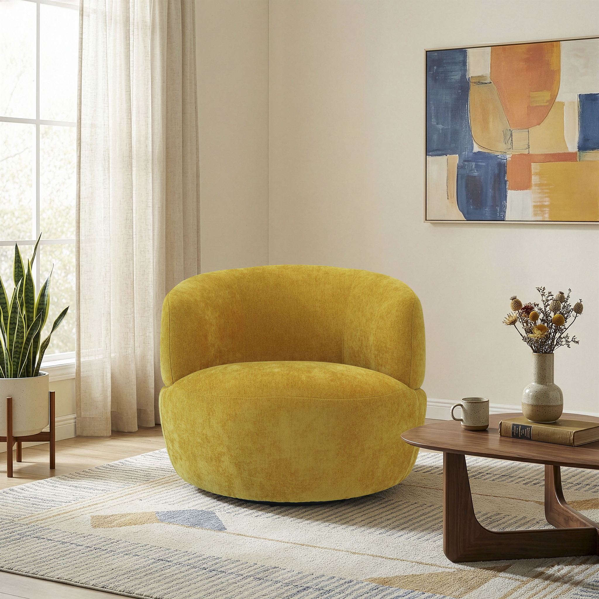 Thornton Gold Chenille Swivel Chair