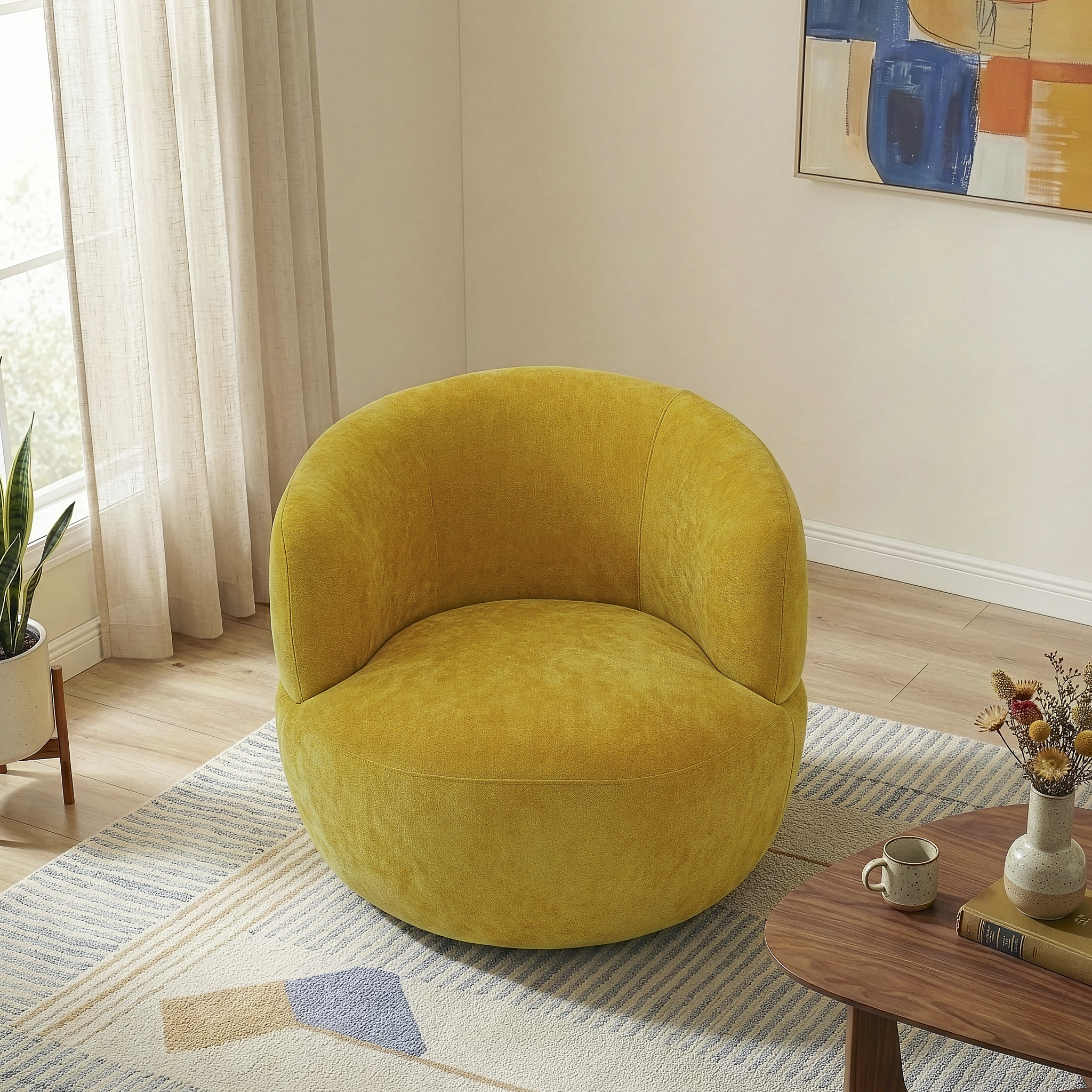 Thornton Gold Chenille Swivel Chair
