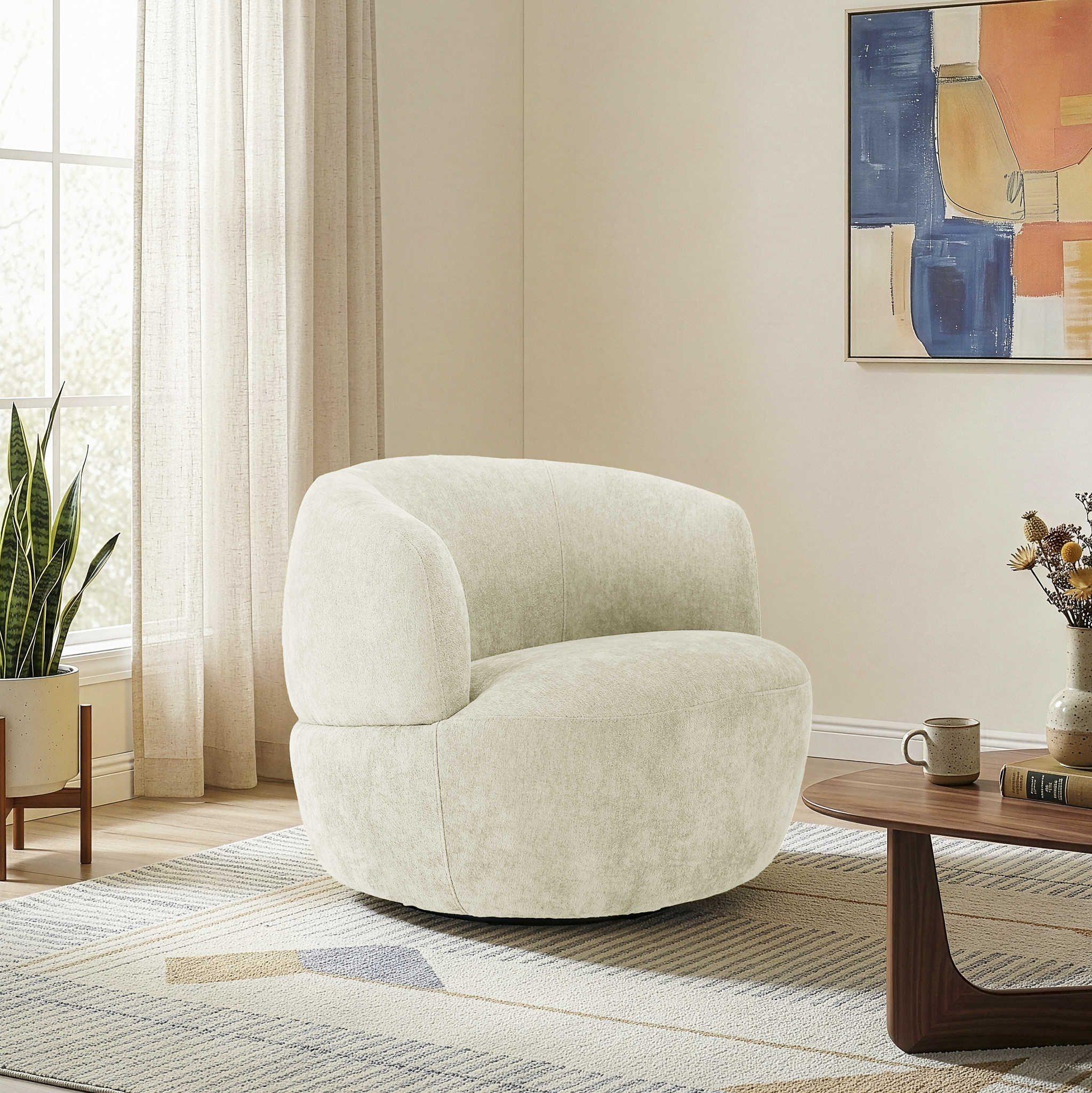 Thornton Sand Chenille Swivel Chair