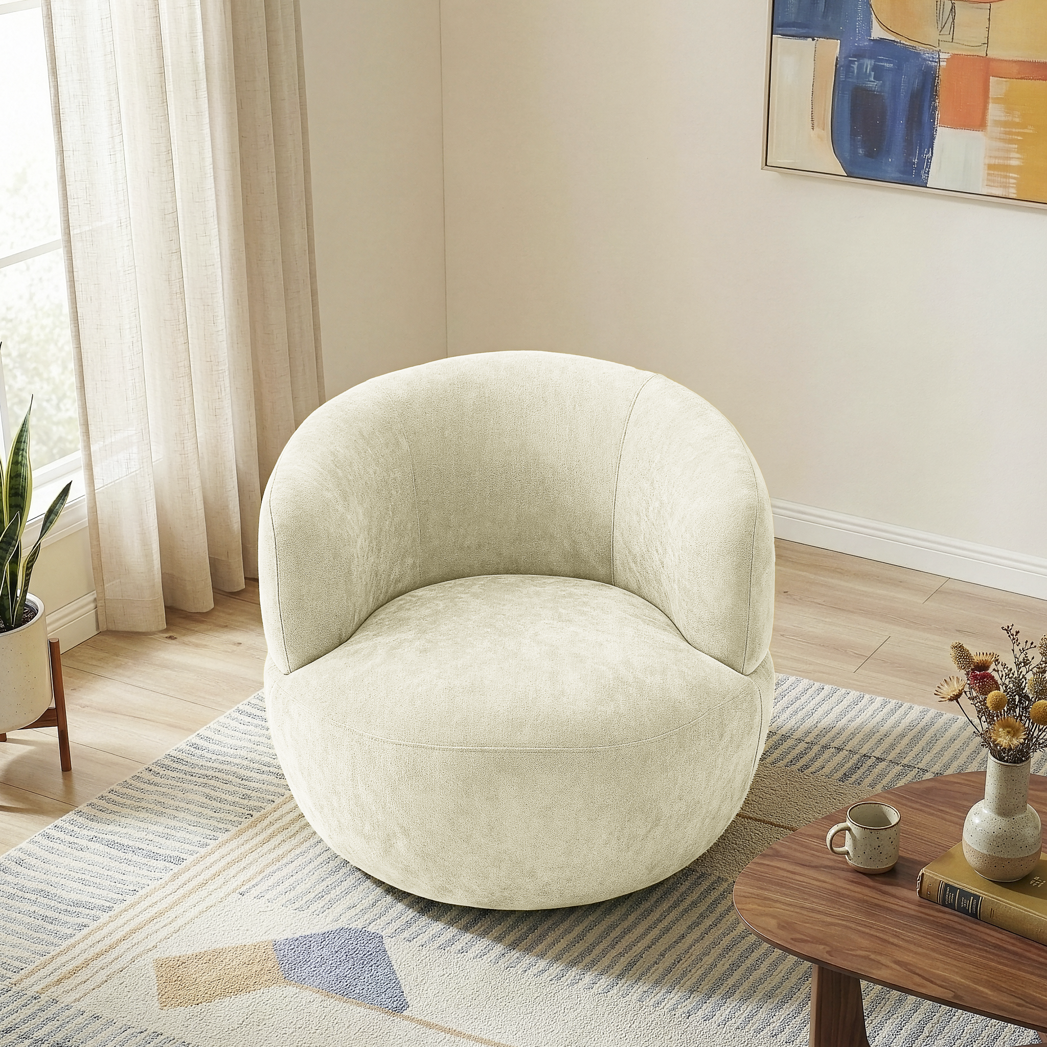 Thornton Sand Chenille Swivel Chair