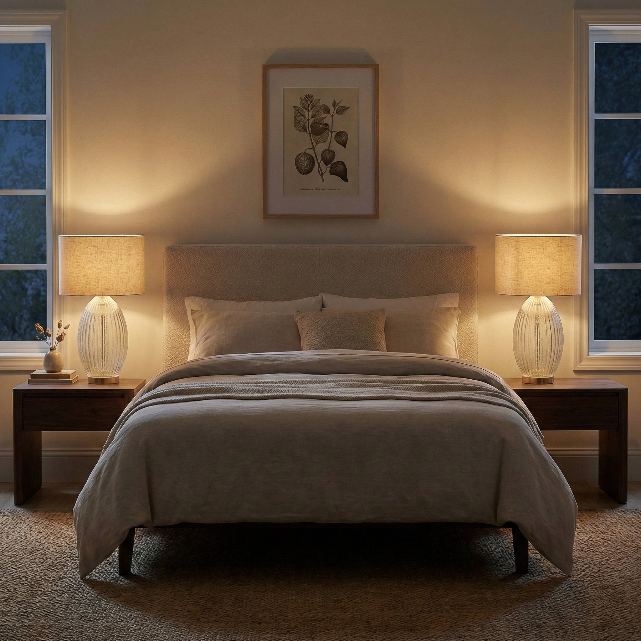 Aurora Ribbed Glass Lamp Base Clear Table Lamp Large Linen Shade