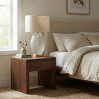 Aurora Ribbed Glass Lamp Base Clear Table Lamp Large Linen Shade