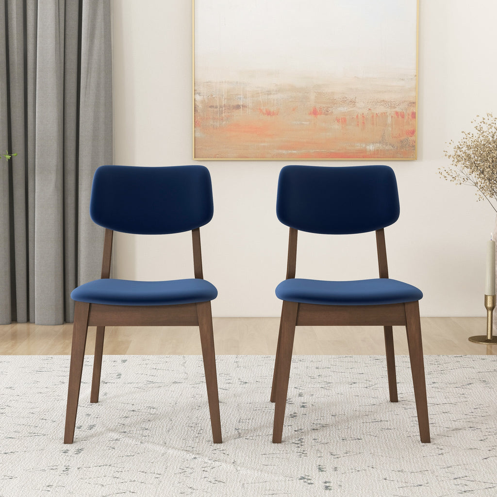 Carlos Blue Velvet Solid Back Side Chair (Set Of 2)
