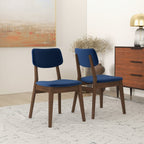 Carlos Blue Velvet Solid Back Side Chair (Set Of 2)