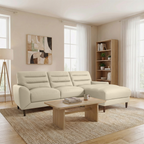 Clarion Genuine Cream Leather Sectional Sofa with Chaise Lounge
