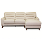 Clarion Genuine Cream Leather Sectional Sofa with Chaise Lounge