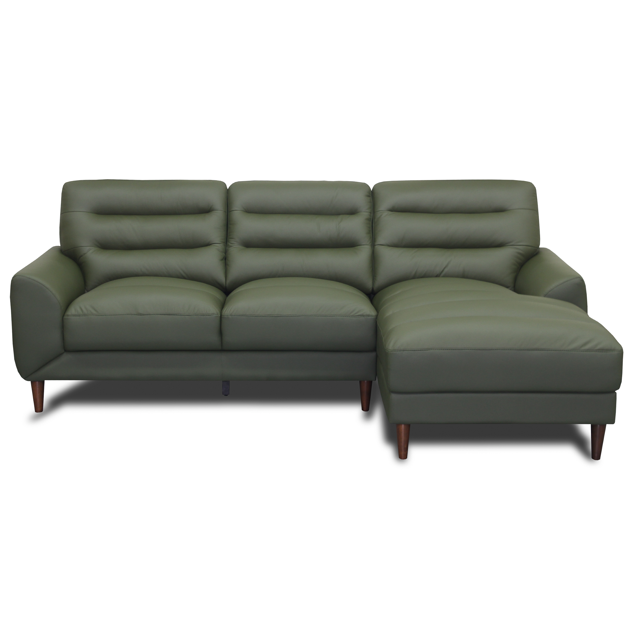 Clarion Genuine Green Leather Sectional Sofa with Chaise Lounge