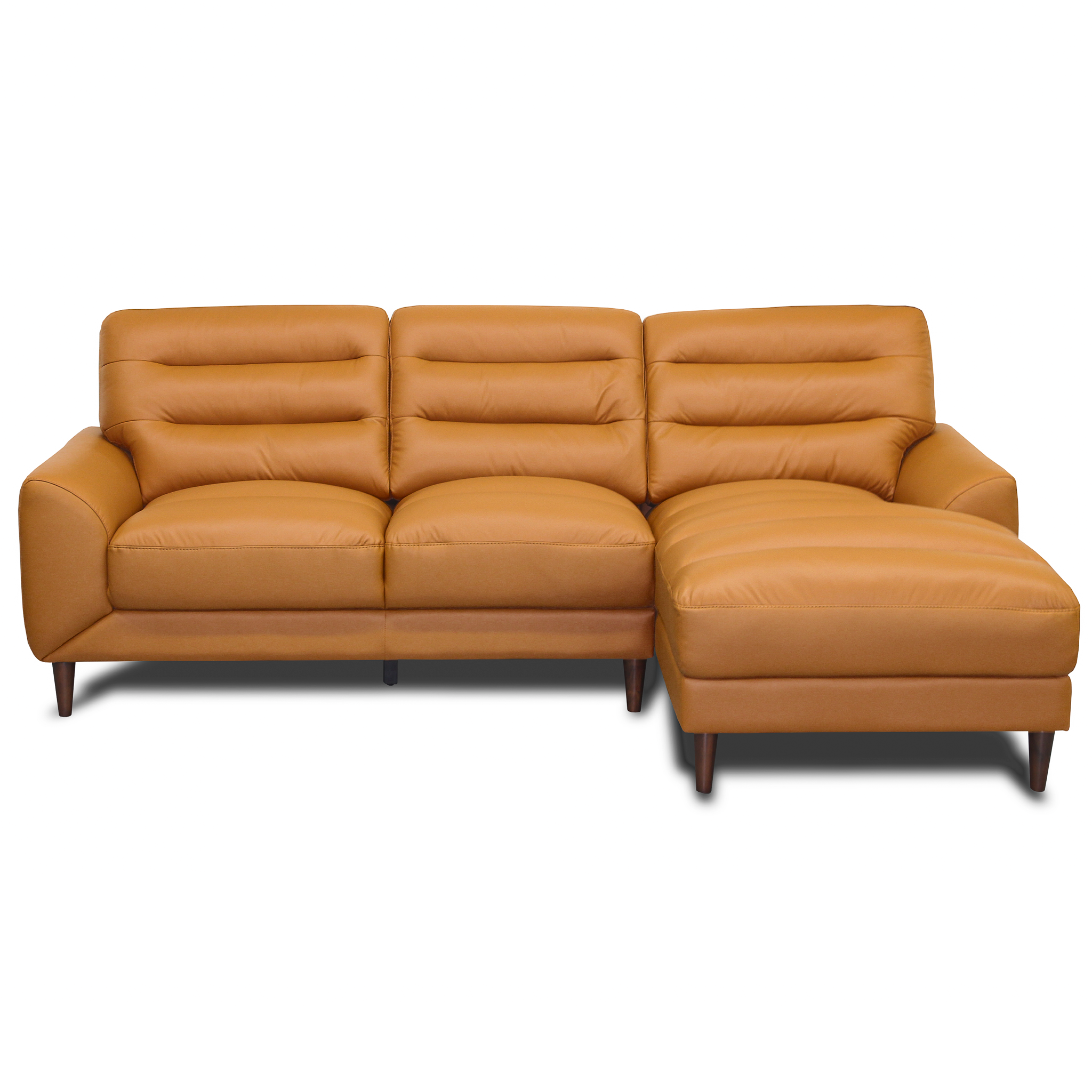 Clarion Genuine Green Leather Sectional Sofa with Chaise Lounge