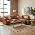 Glander Real Tan Leather Right-Facing Sectional